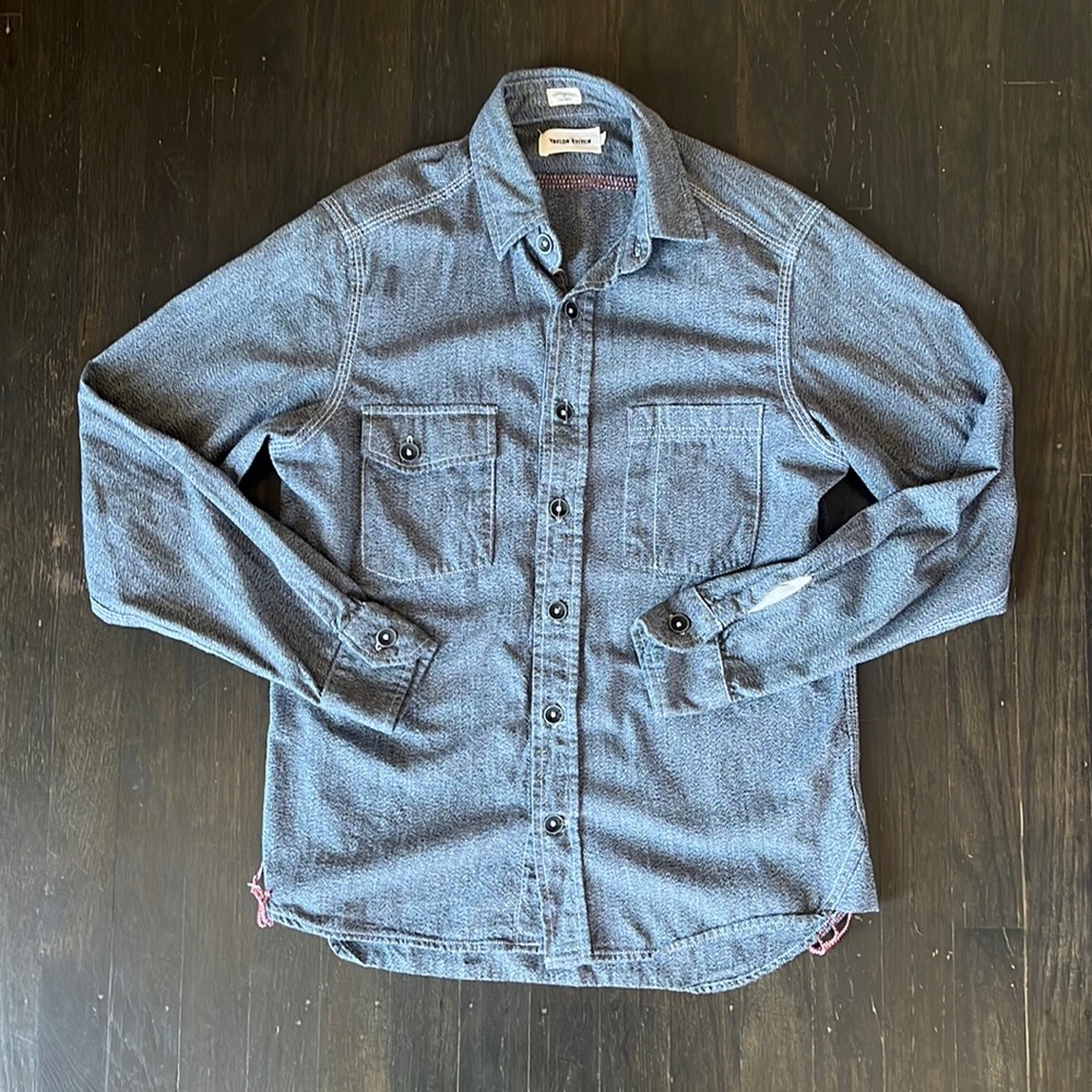 Taylor Stitch The Utility Shirt Men's Size 36 Chambray Salt & Pepper
